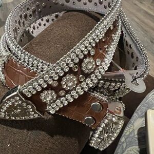 Sparkling Rhinestone Brown Belt